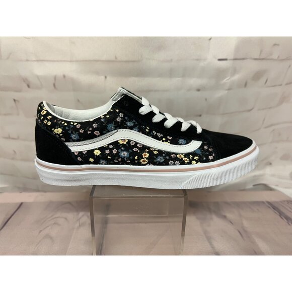 Vans Womens Girls Old Skool Black Floral Canvas Sneakers Size 5 Skater Shoes New - Picture 3 of 9